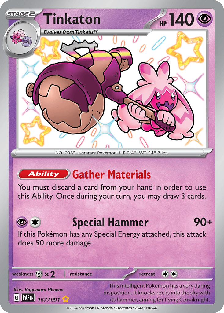 Tinkaton — Paldean Fates #167/91, raw, NM