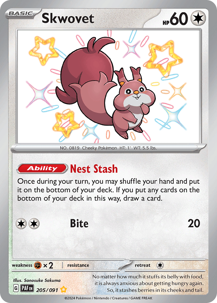 Skwovet — Paldean Fates #205/91, PSA 9