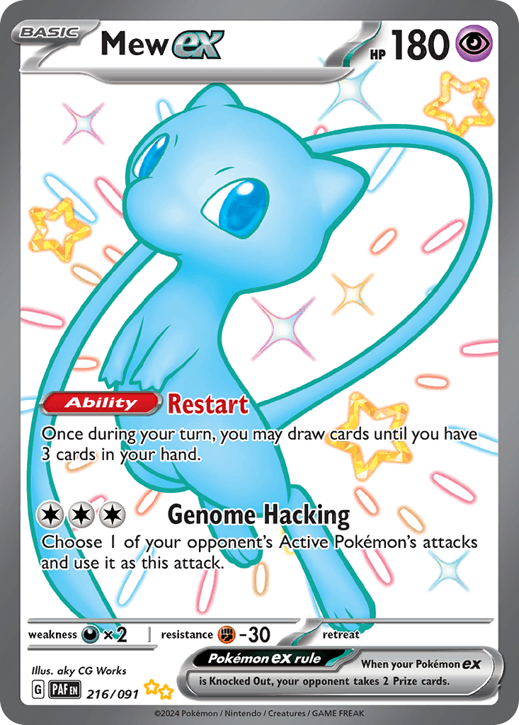 Mew ex — Paldean Fates #216/91, raw, NM