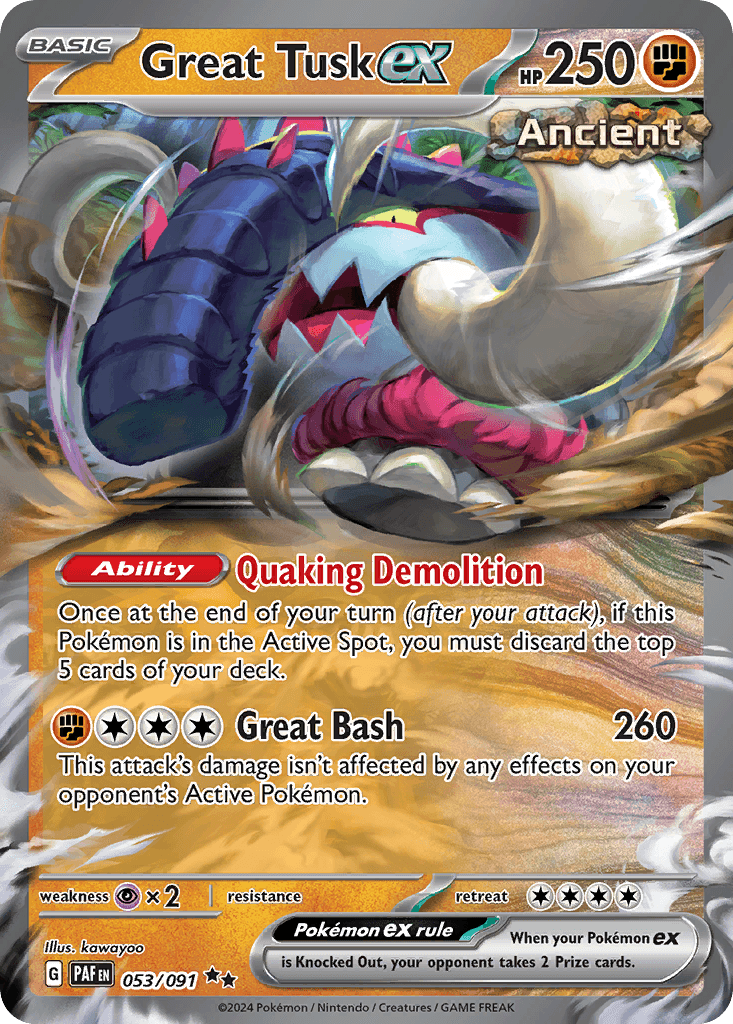 Great Tusk ex — Paldean Fates #53/91, PSA 10