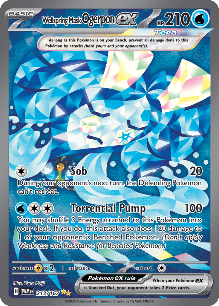 Wellspring Mask Ogerpon ex — Twilight Masquerade #213/167, PSA 9