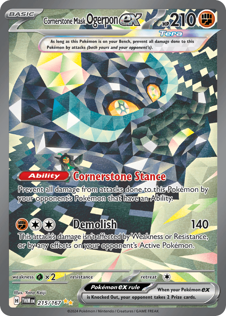 Cornerstone Mask Ogerpon ex — Twilight Masquerade #215/167, raw, NM
