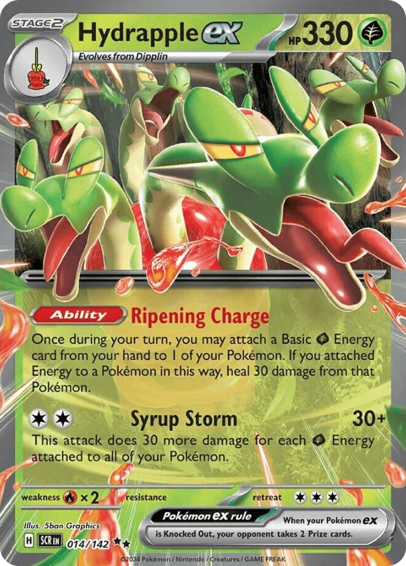Hydrapple ex — Stellar Crown #14/142, raw, NM