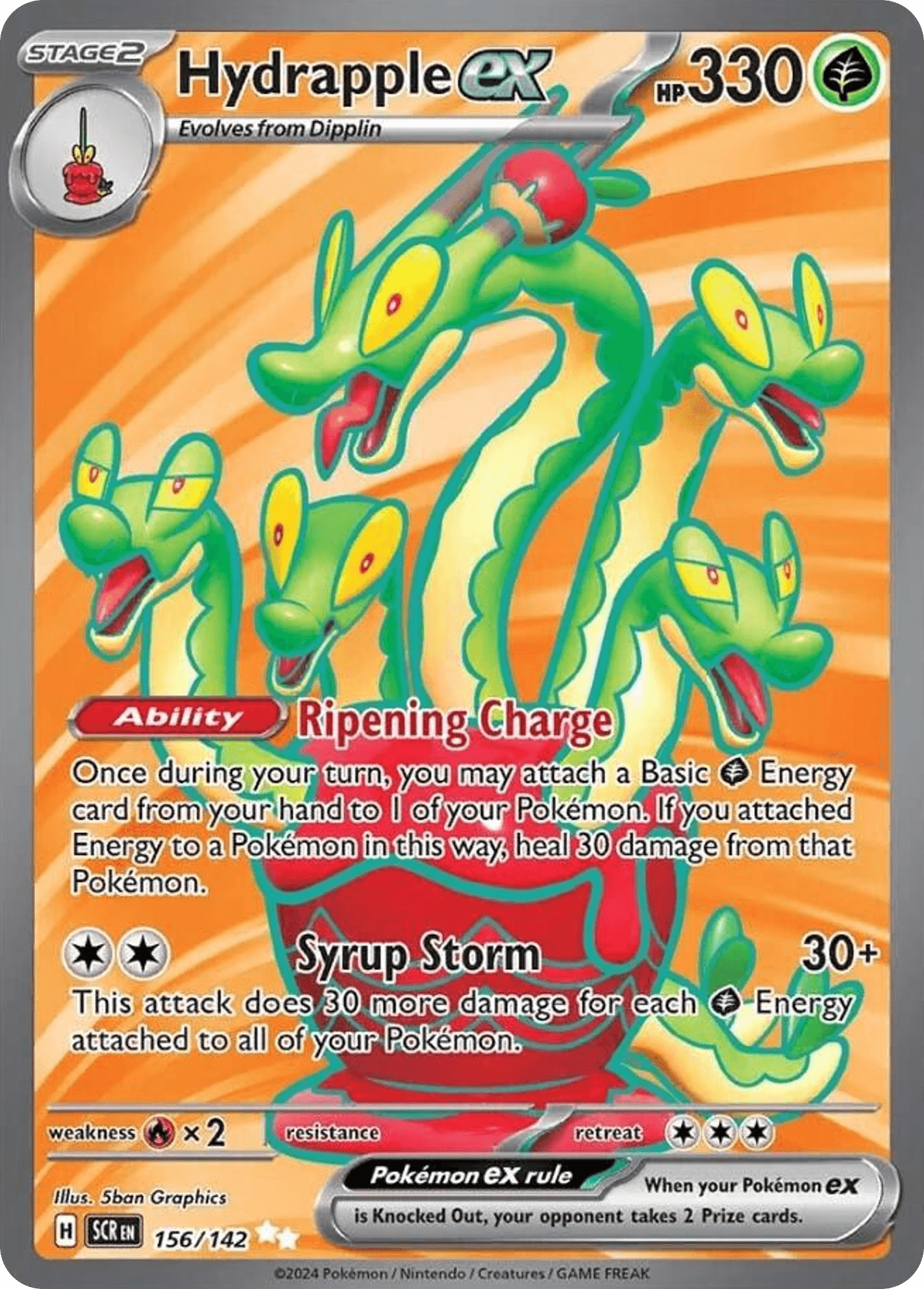 Hydrapple ex — Stellar Crown #156/142, raw, NM