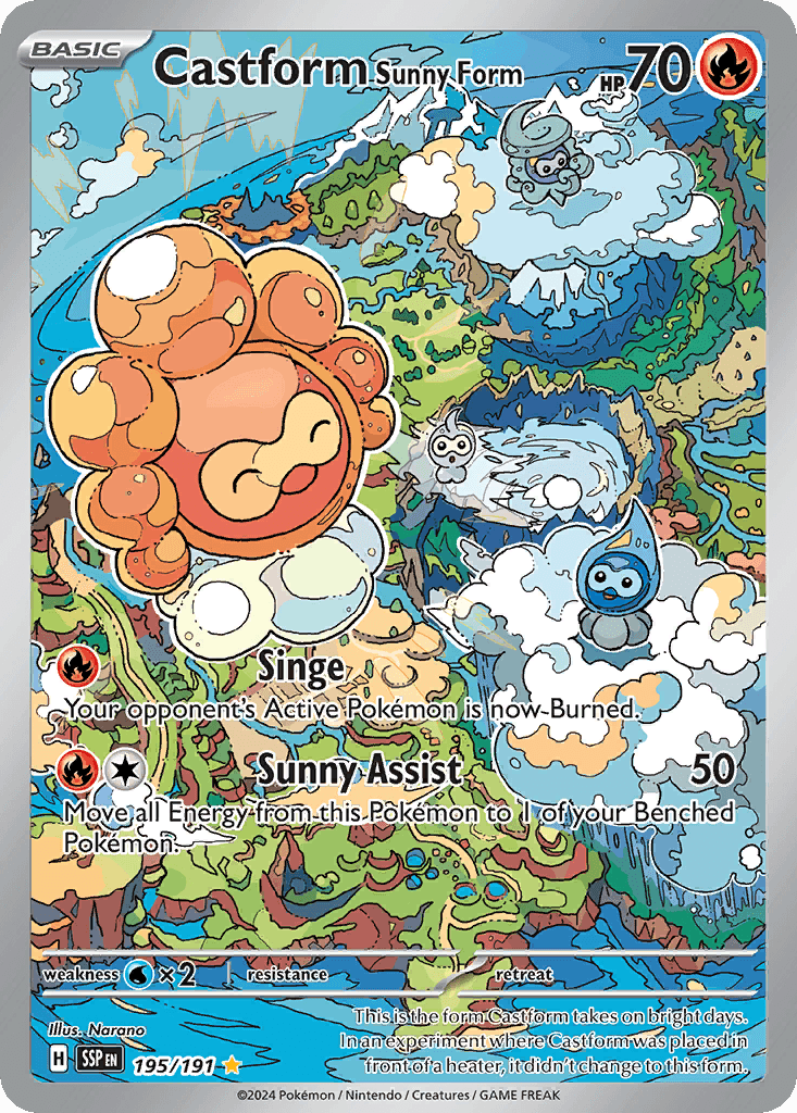 Castform Sunny Form — Surging Sparks #195/191, PSA 10