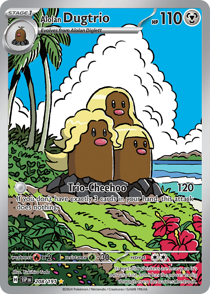 Alolan Dugtrio — Surging Sparks #208/191, raw, NM