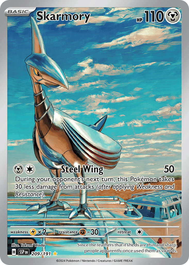 Skarmory — Surging Sparks #209/191, raw, NM
