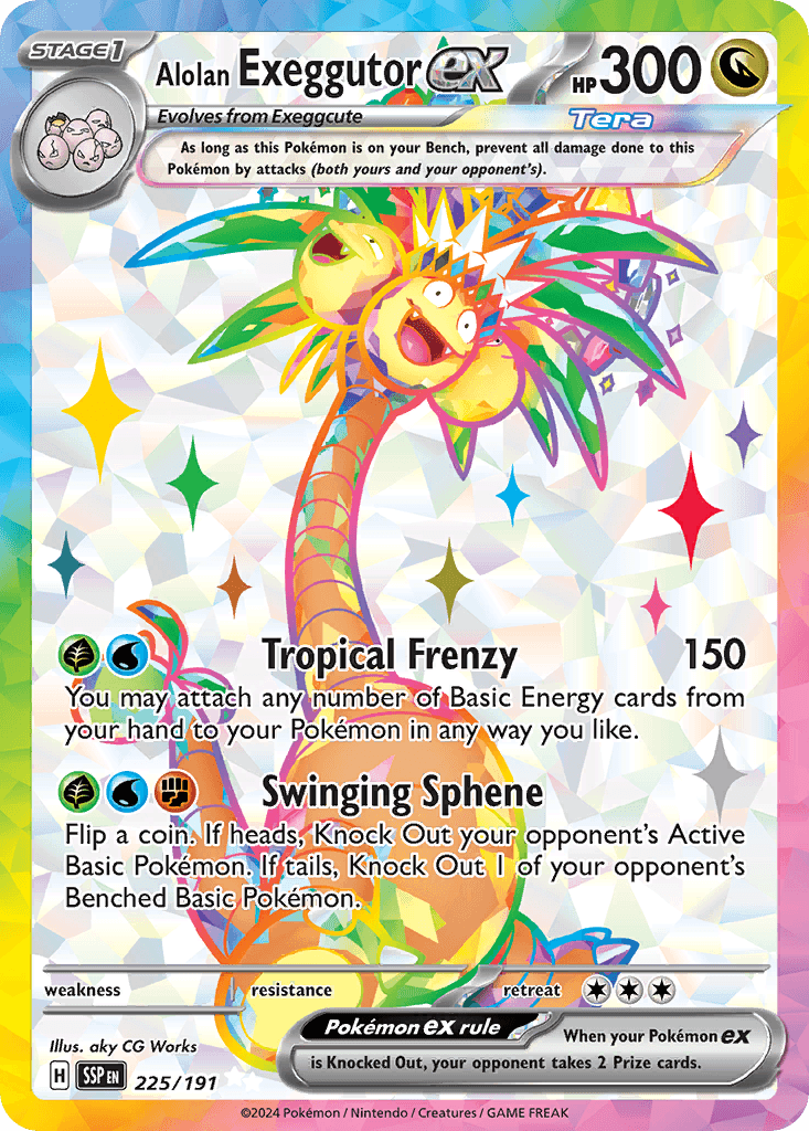 Alolan Exeggutor ex — Surging Sparks #225/191, PSA 10