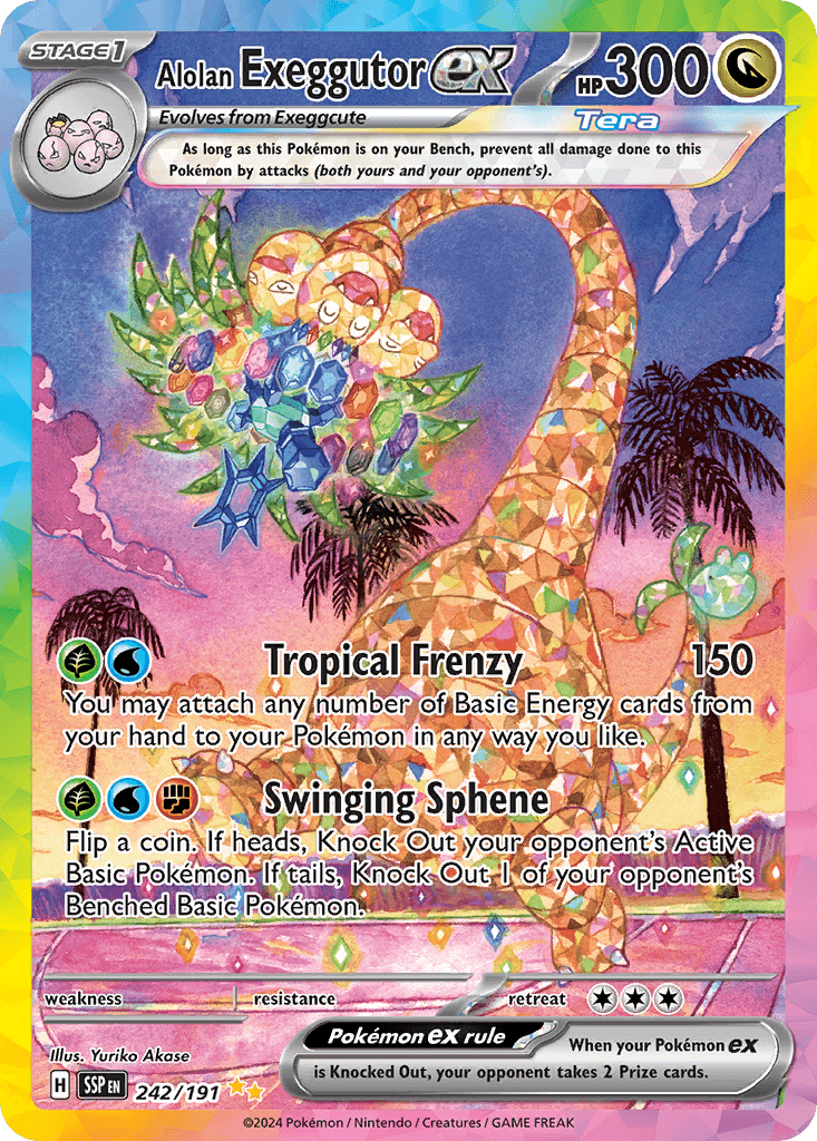 Alolan Exeggutor ex — Surging Sparks #242/191, raw, NM