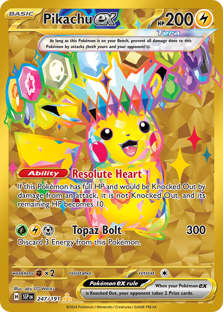 Pikachu ex — Surging Sparks #247/191, PSA 10