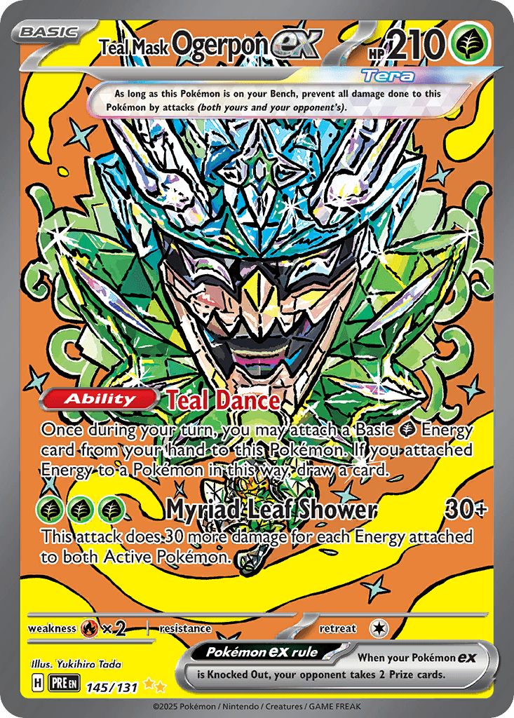 Teal Mask Ogerpon ex — Prismatic Evolutions #145/131, raw, NM