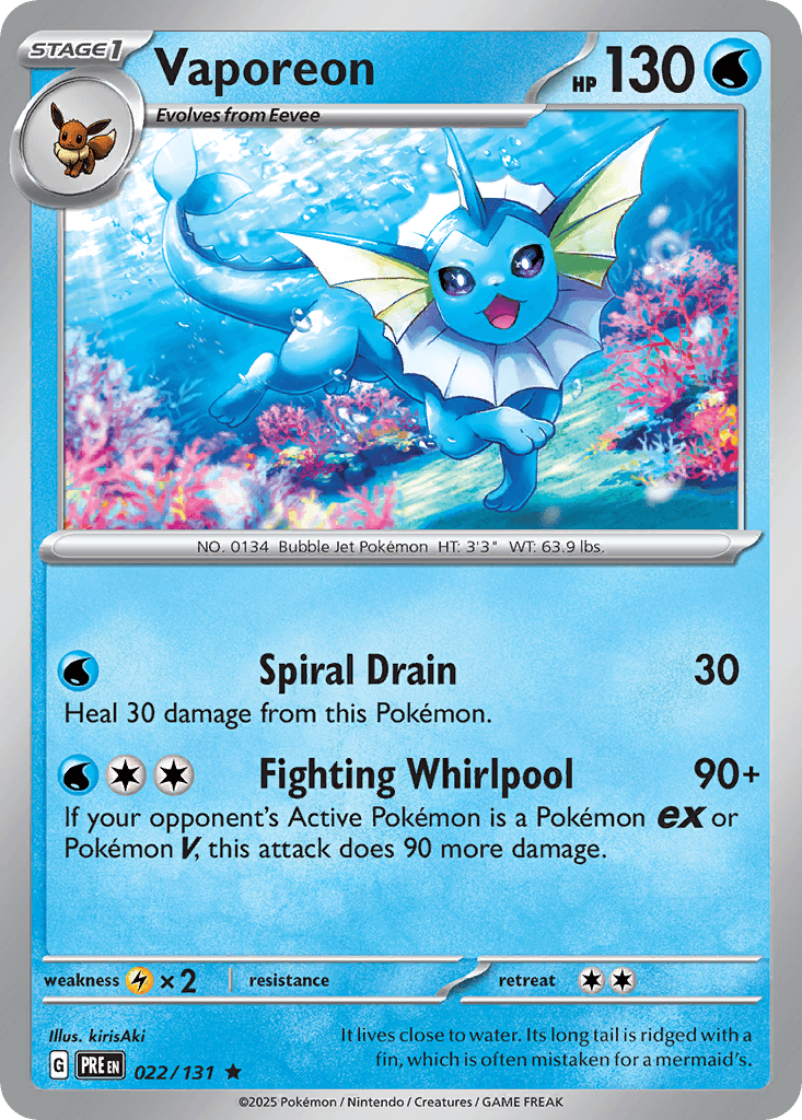Vaporeon — Prismatic Evolutions #22/131, PSA 9