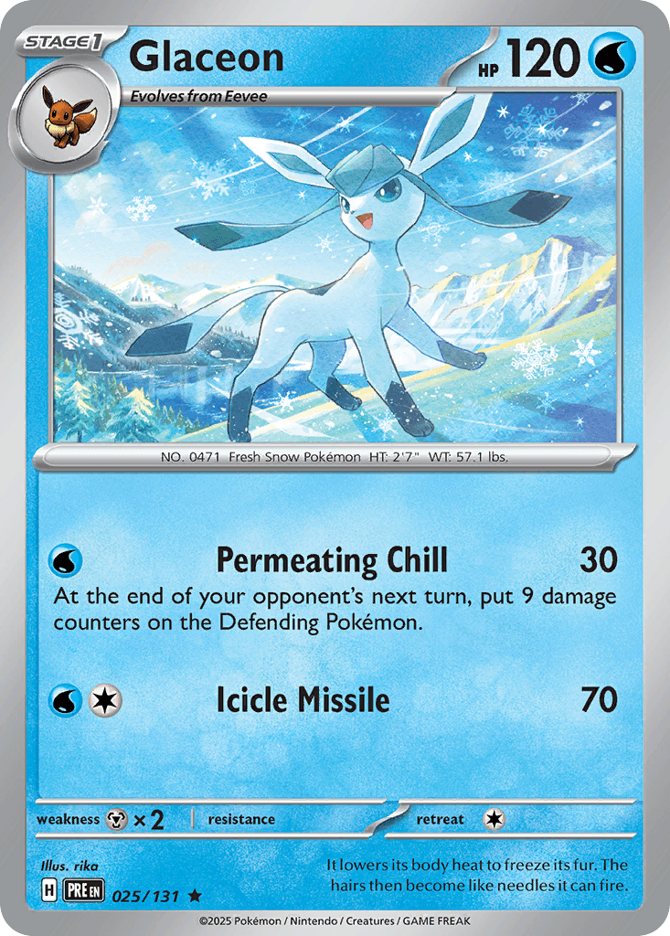 Glaceon — Prismatic Evolutions #25/131, PSA 9