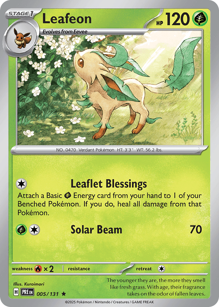 Leafeon — Prismatic Evolutions #5/131, PSA 9