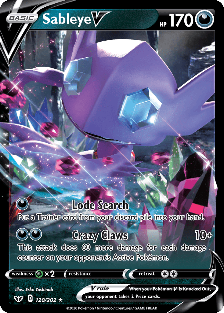 Sableye V — Sword & Shield #120/202, PSA 9