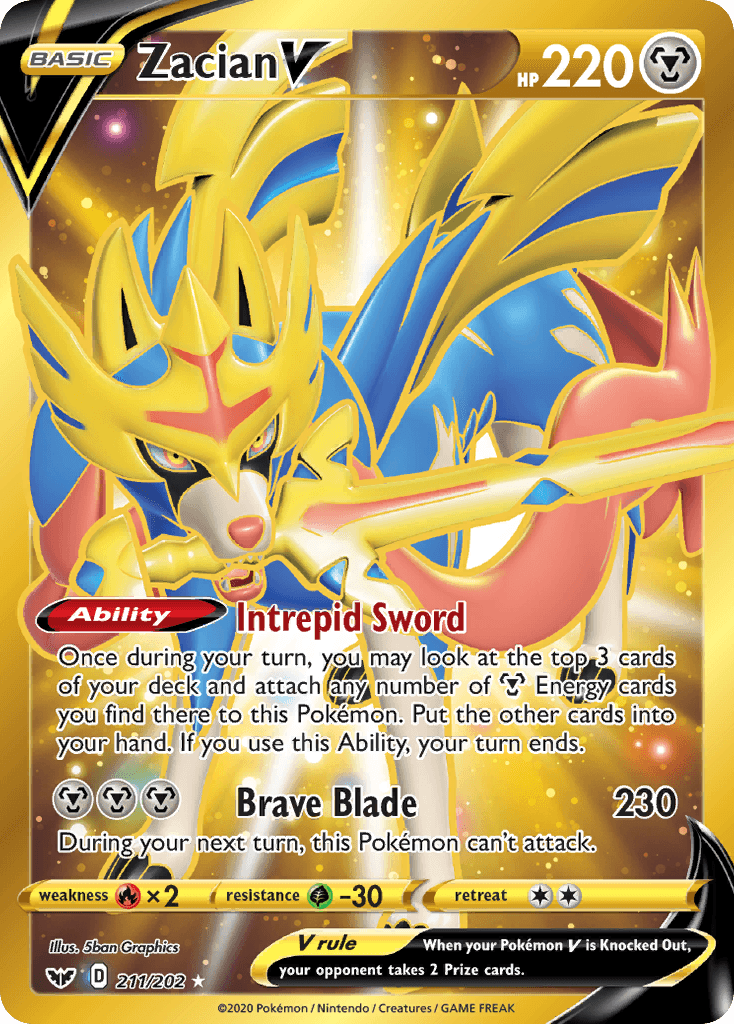 Zacian V — Sword & Shield #211/202, PSA 10