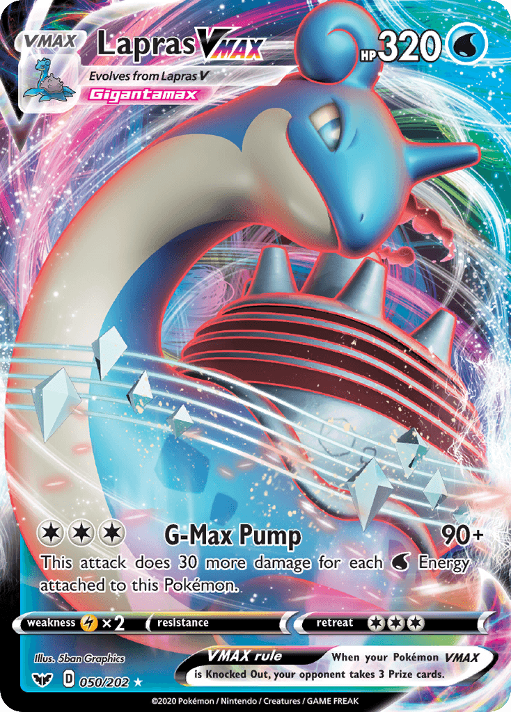 Lapras Vmax — Sword & Shield #50/202, PSA 10