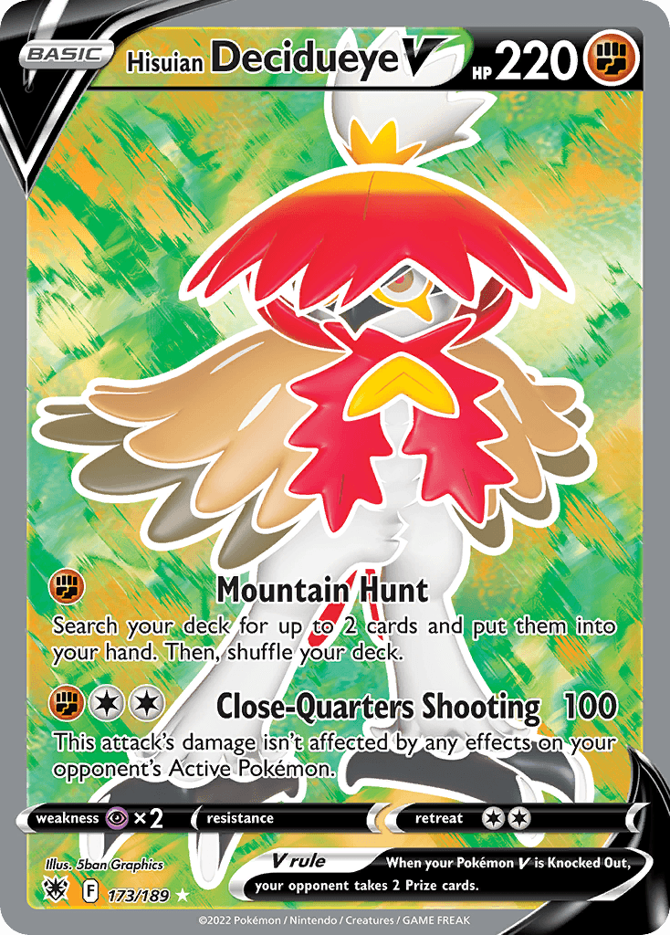 Hisuian Decidueye V — Astral Radiance #173/189, raw, NM