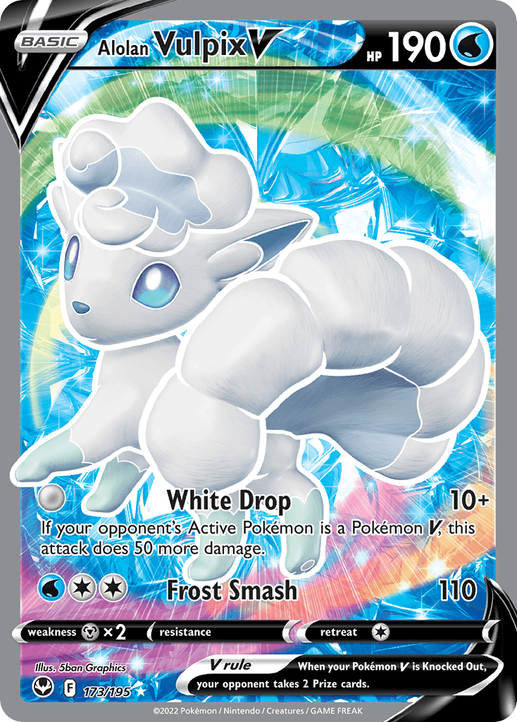 Alolan Vulpix V — Silver Tempest #173/195, raw, NM