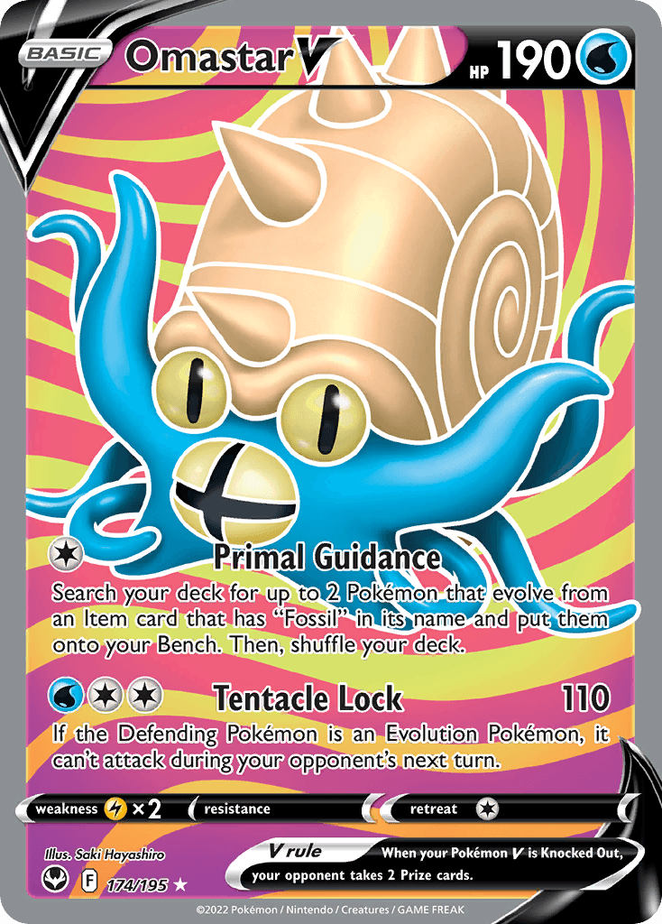 Omastar V — Silver Tempest #174/195, raw, NM