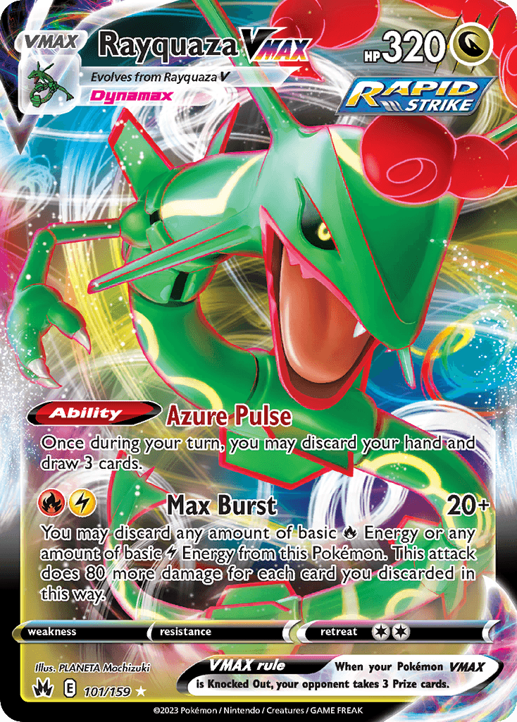 Rayquaza VMAX — Crown Zenith #101/159, raw, NM