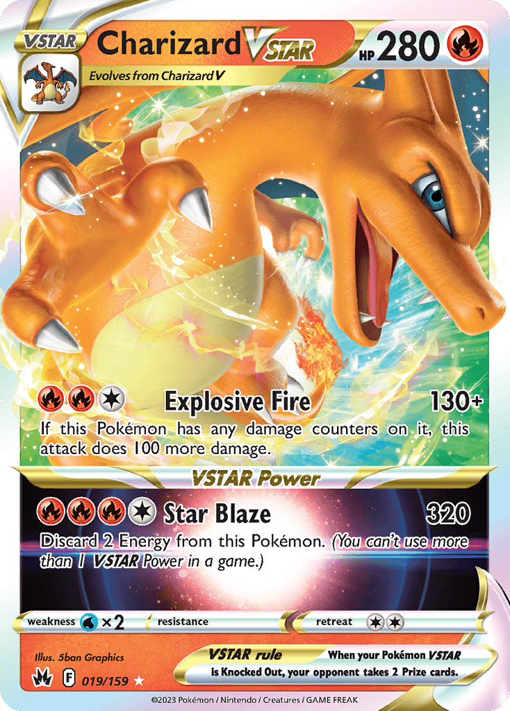 Charizard VSTAR — Crown Zenith #19/159, PSA 8
