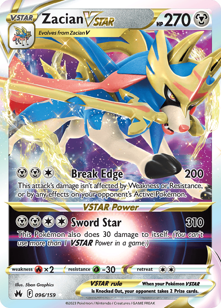 Zacian VSTAR — Crown Zenith #96/159, PSA 9