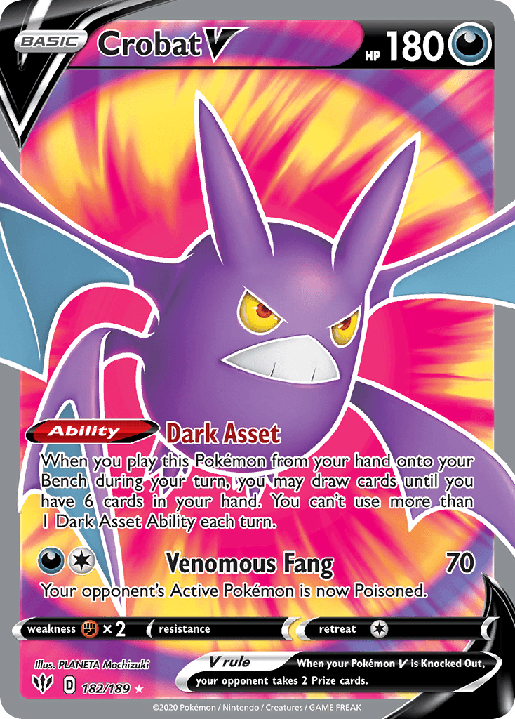 Crobat V — Darkness Ablaze #182/189, PSA 10
