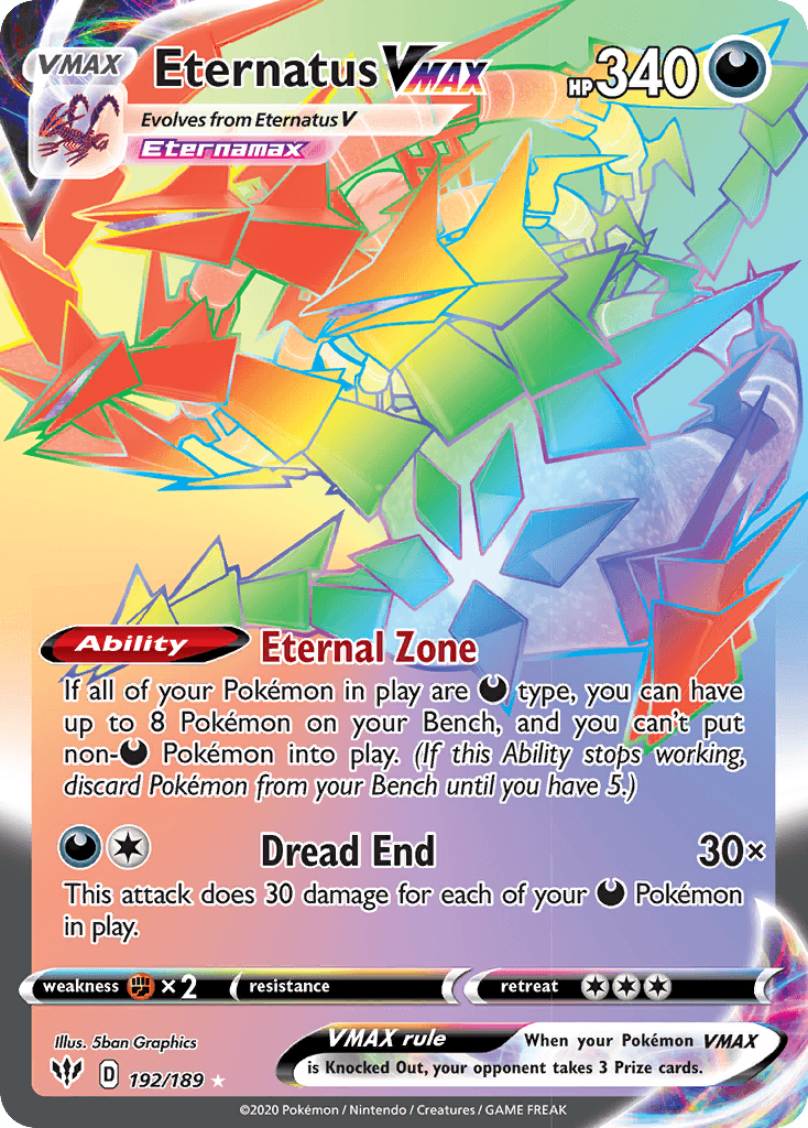 Eternatus VMAX — Darkness Ablaze #192/189, PSA 10