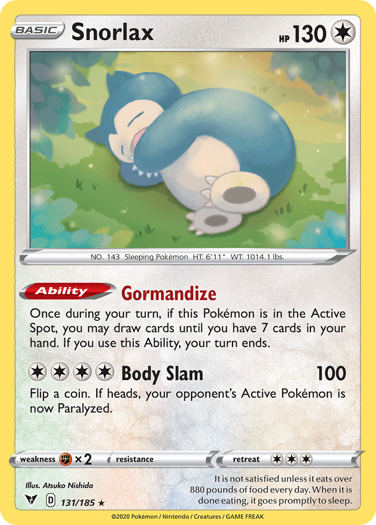 Snorlax — Vivid Voltage #131/185, raw, NM