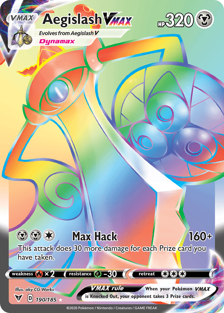 Aegislash VMAX — Vivid Voltage #190/185, raw, NM