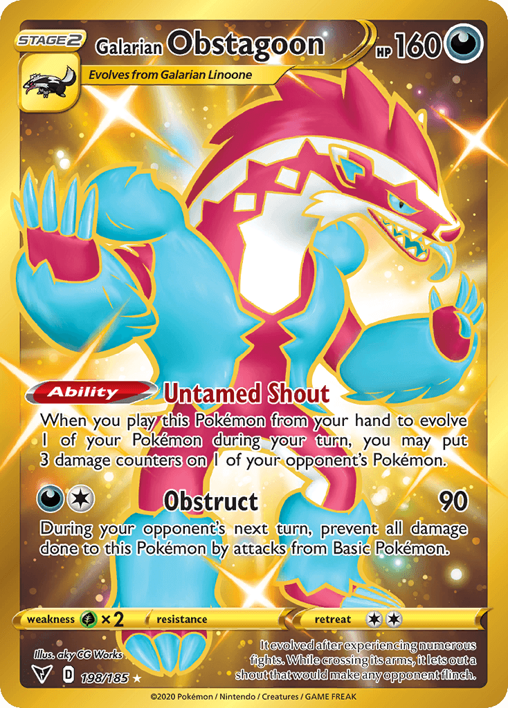 Galarian Obstagoon — Vivid Voltage #198/185, PSA 10