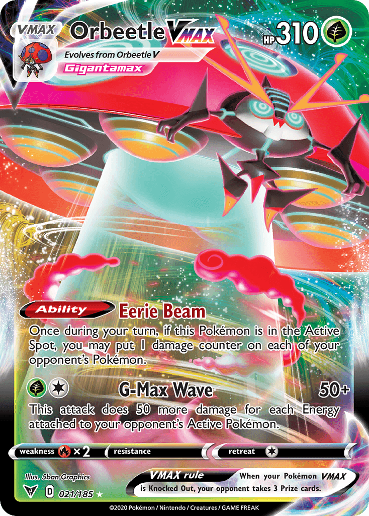 Orbeetle VMAX — Vivid Voltage #21/185, PSA 10