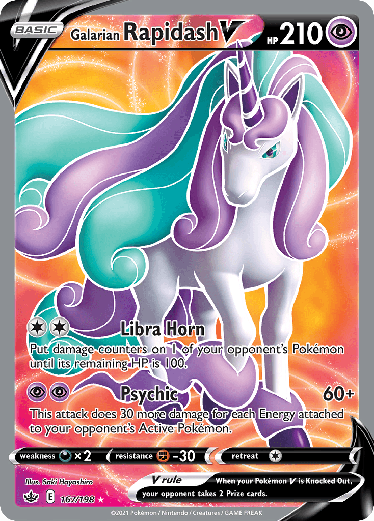 Galarian Rapidash V — Chilling Reign #167/198, raw, NM