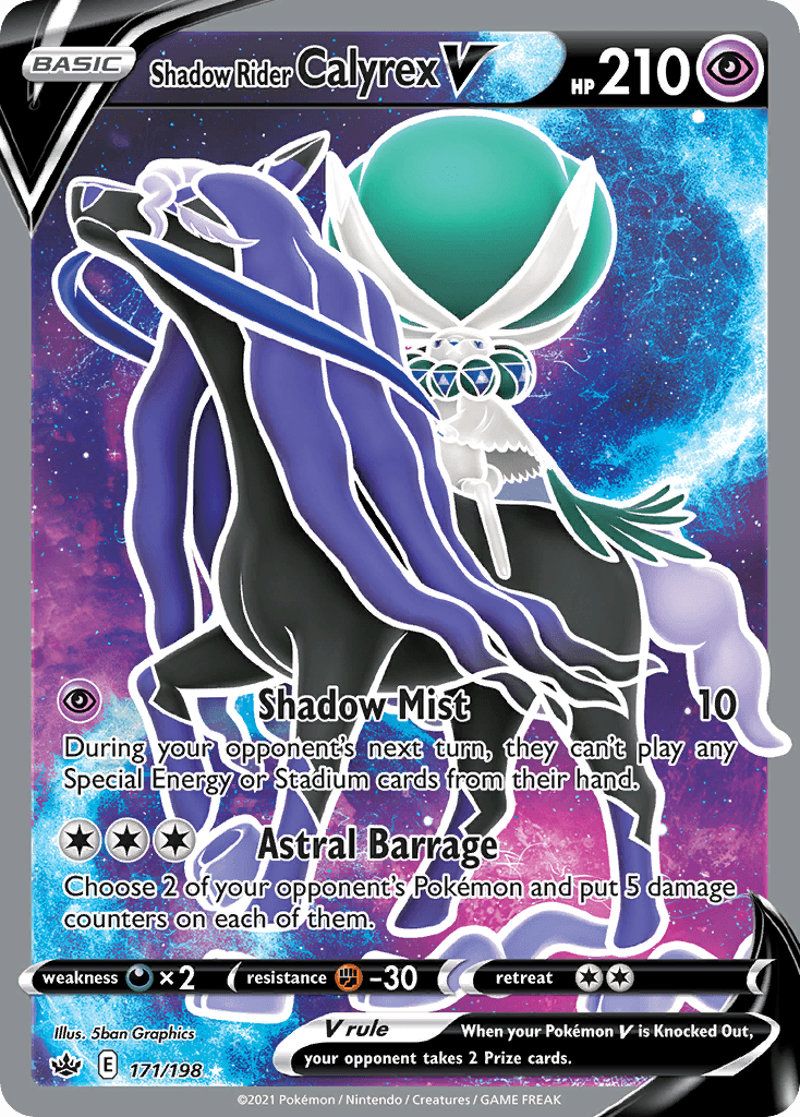 Shadow Rider Calyrex V — Chilling Reign #171/198, raw, NM