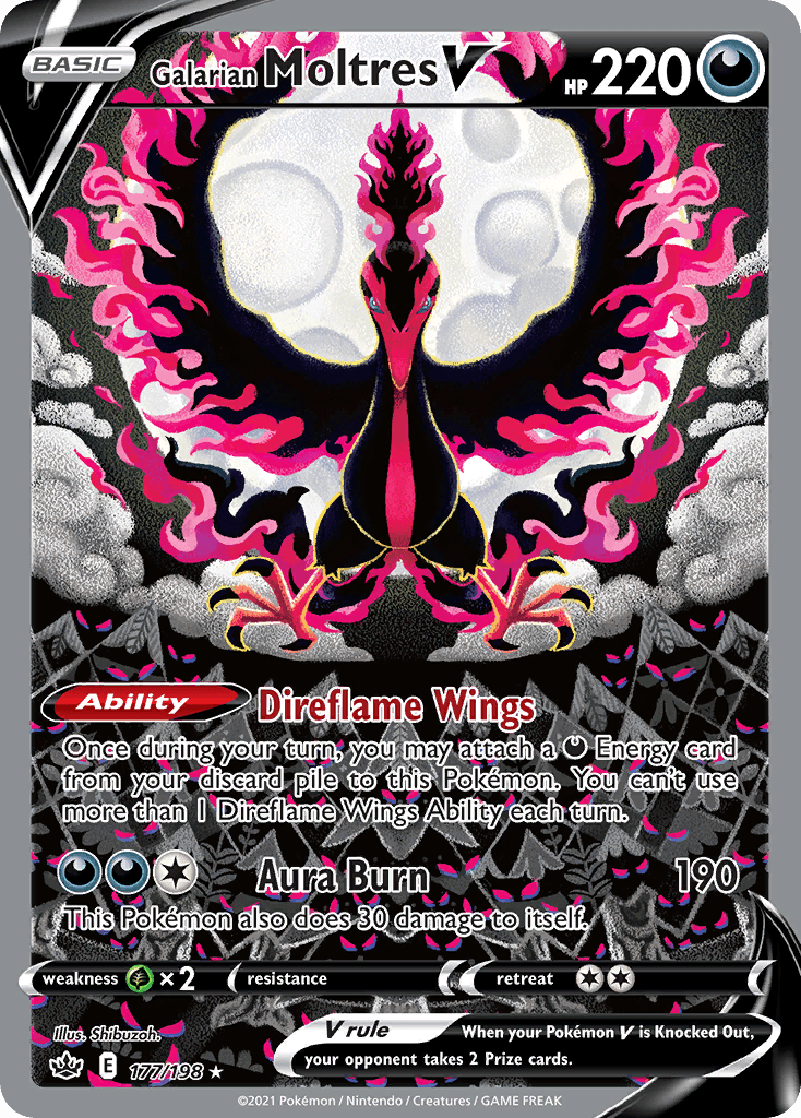 Galarian Moltres V — Chilling Reign #177/198, PSA 10