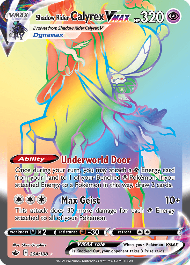 Shadow Rider Calyrex VMAX — Chilling Reign #204/198, raw, NM