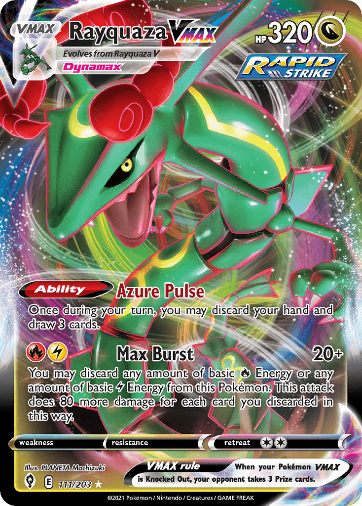 Rayquaza VMAX — Evolving Skies #111/203, raw, NM