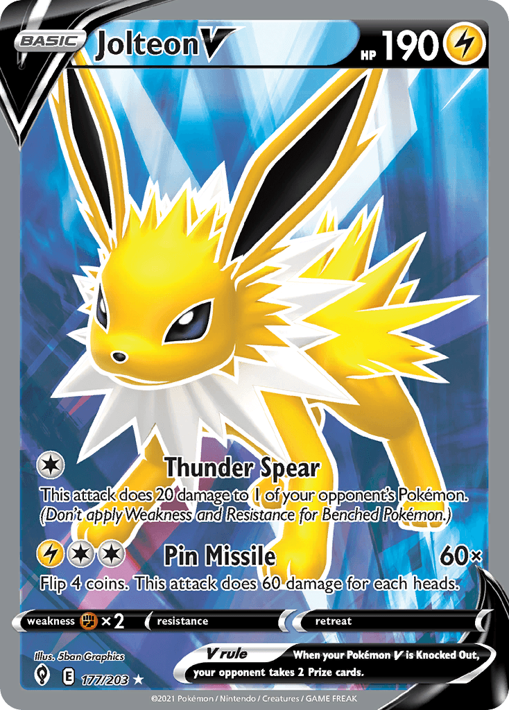 Jolteon V — Evolving Skies #177/203, raw, NM