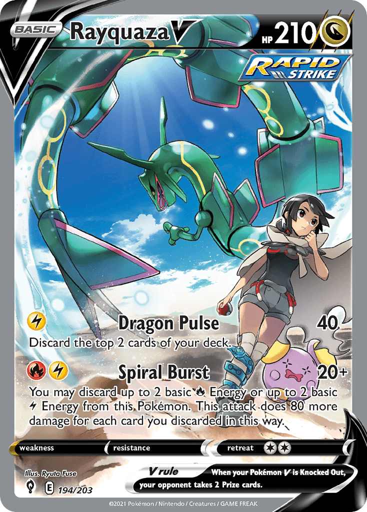 Rayquaza V — Evolving Skies #194/203, PSA 8