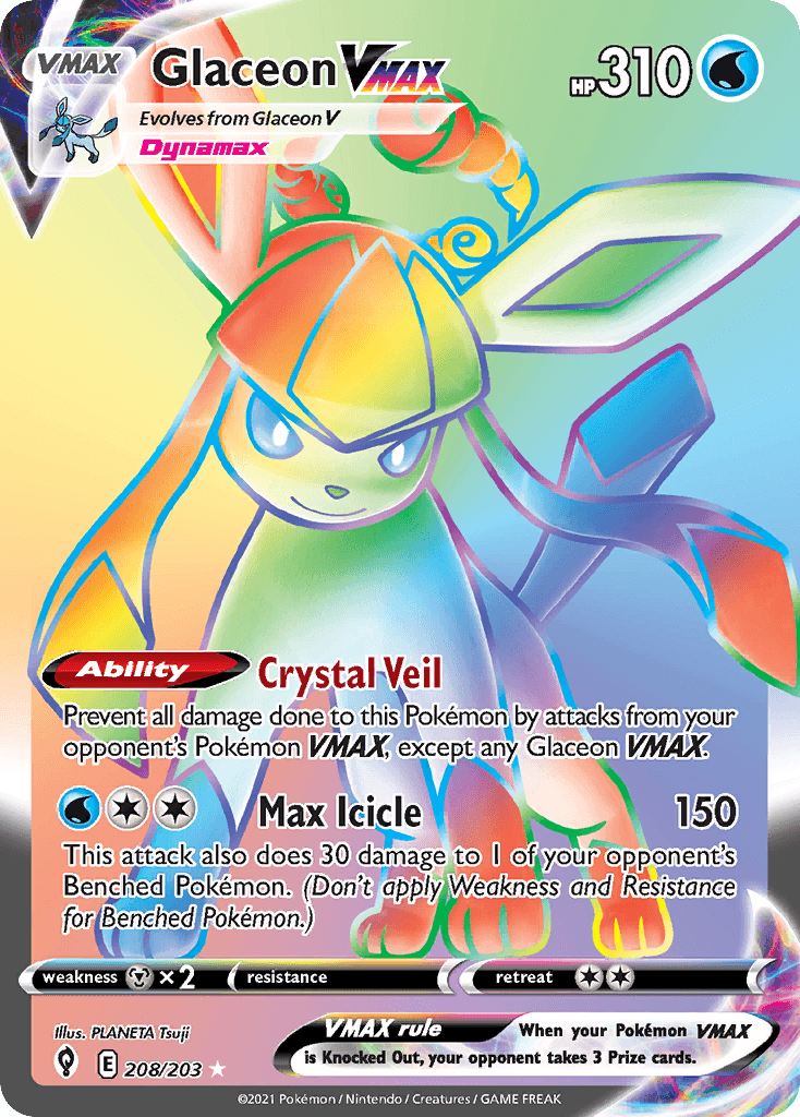 Glaceon VMAX — Evolving Skies #208/203, PSA 10