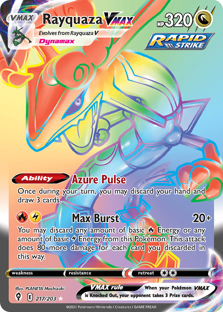 Rayquaza VMAX — Evolving Skies #217/203, PSA 10