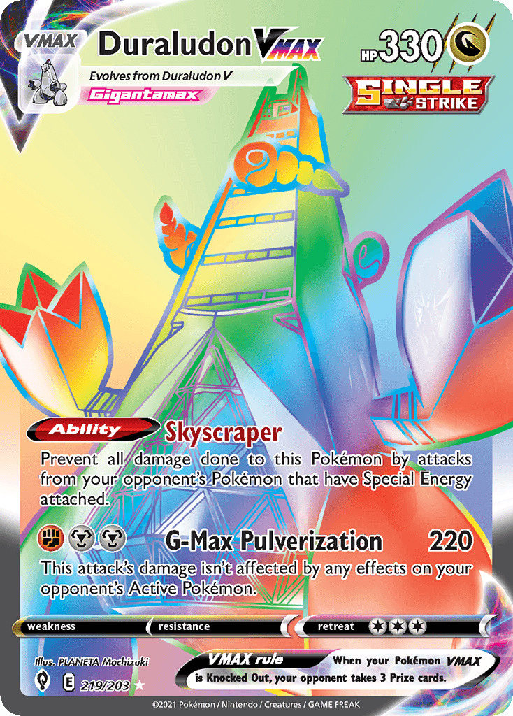 Duraludon VMAX — Evolving Skies #219/203, raw, NM