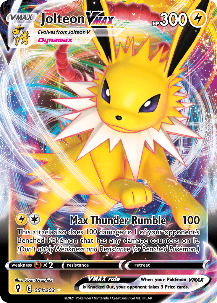 Jolteon VMAX — Evolving Skies #51/203, raw, NM