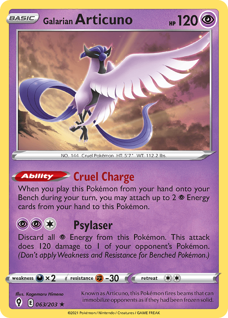 Galarian Articuno — Evolving Skies #63/203, PSA 9