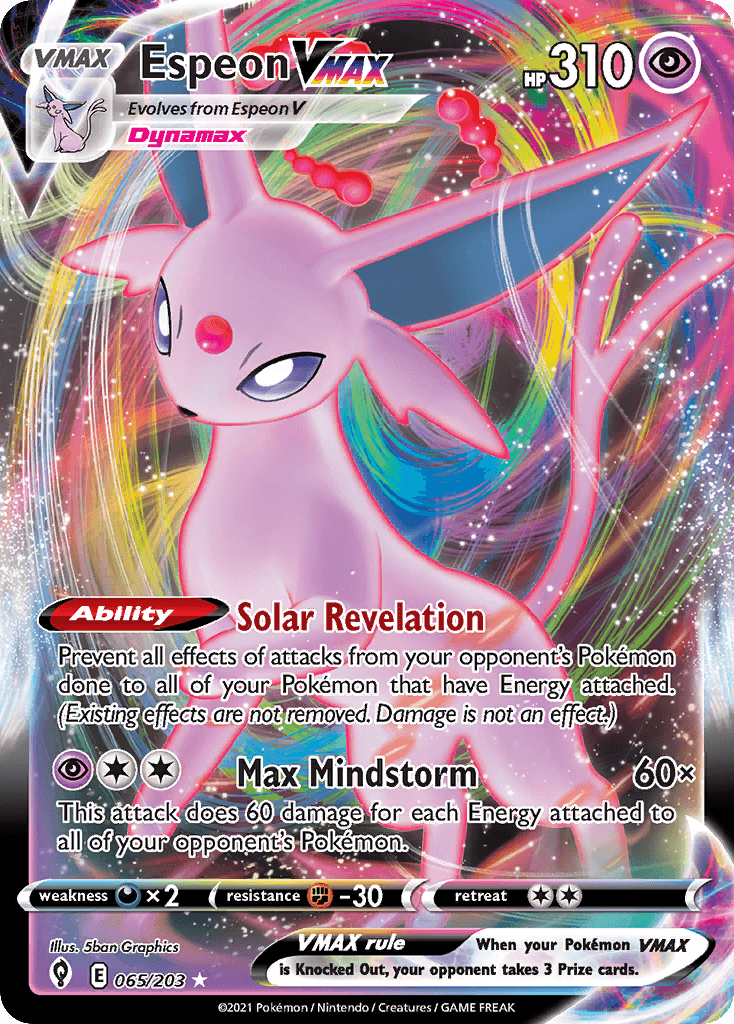 Espeon VMAX — Evolving Skies #65/203, PSA 10