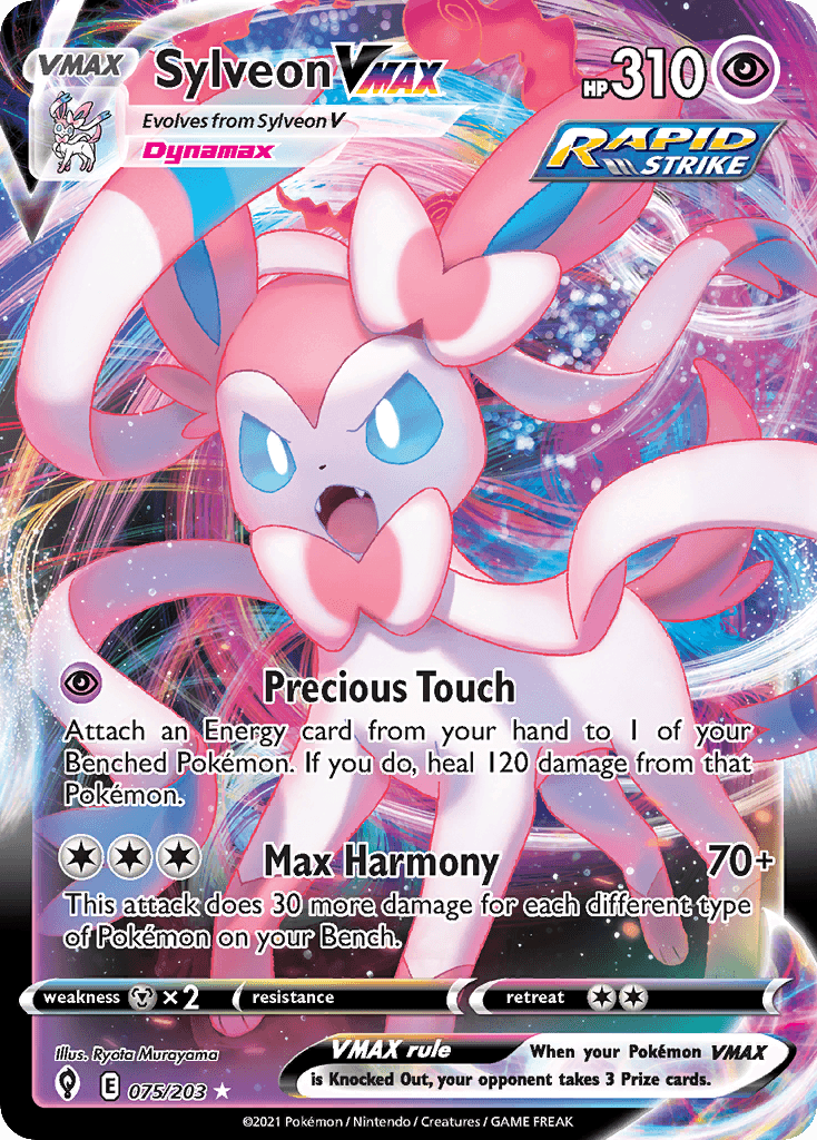 Sylveon VMAX — Evolving Skies #75/203, raw, NM