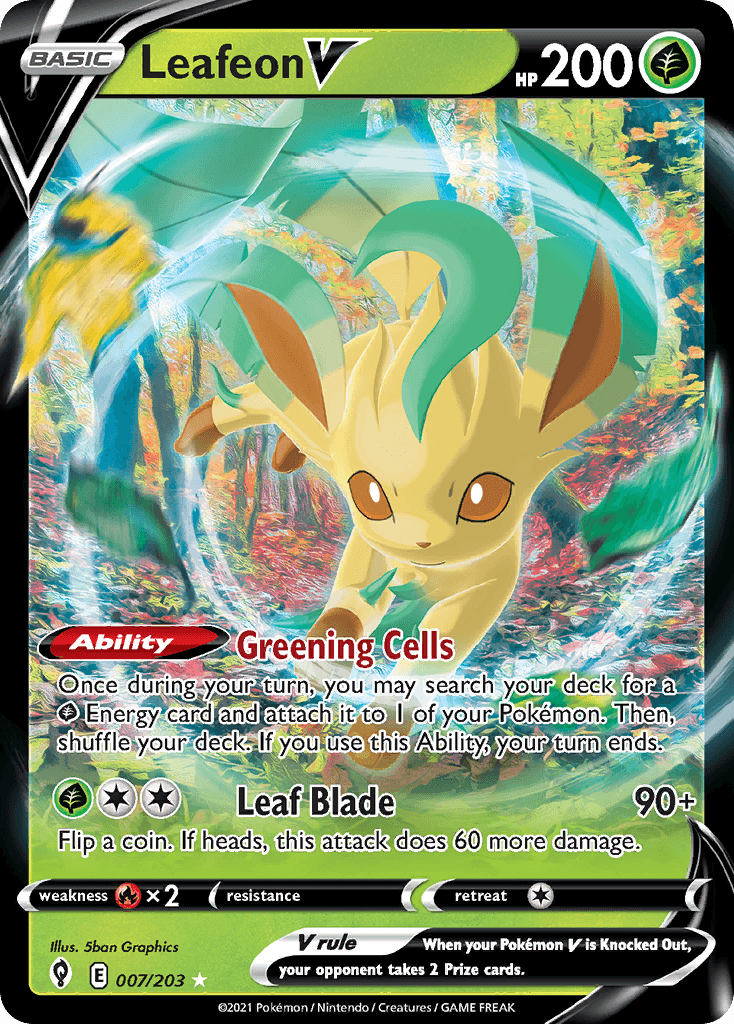 Leafeon V — Evolving Skies #7/203, raw, NM