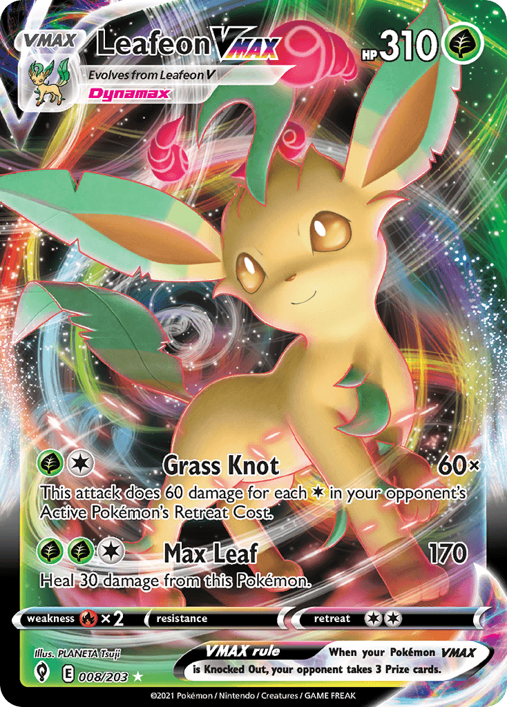 Leafeon VMAX — Evolving Skies #8/203, SGC 10