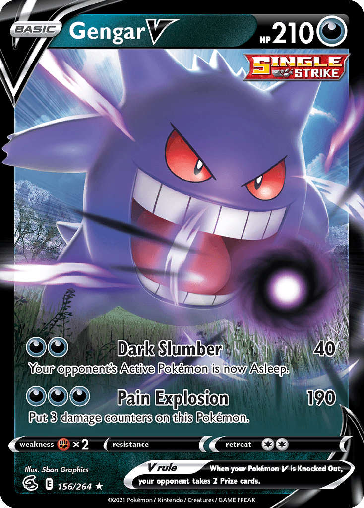 Gengar V — Fusion Strike #156/264, raw, NM